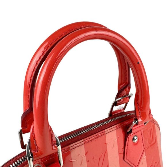 Auth LOUIS VUITTON Vernis Rayur Alma BB Handbag Shoulder Bag Poppy petal - z4115 - Picture 10 of 16